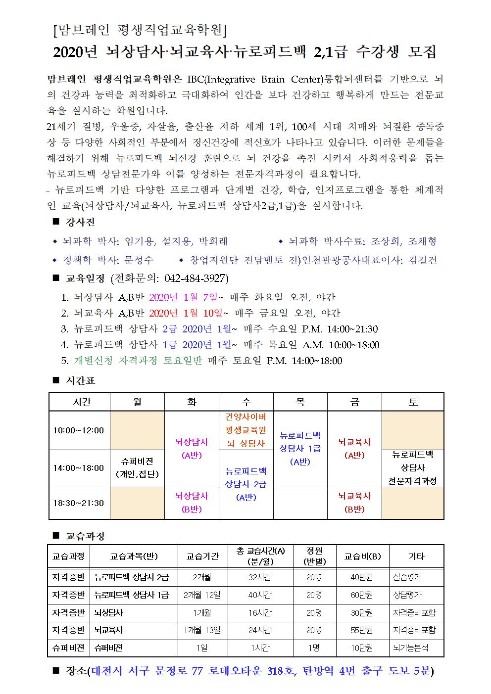 2020년 뇌상담사, 뇌교육사, 뉴로피드백 2,1급 수강생모집_20191219001.jpg